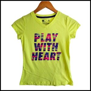 Xersion Play With Heart Graphic Tee‎ Activewear Top Girls Size M 10 12 Years